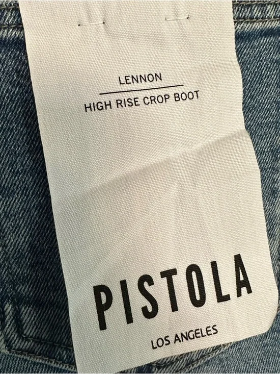 Pistola Lennon Jeans Essence High Rise Straight Crop Raw Hem Size 26 NWT - Picture 10 of 11